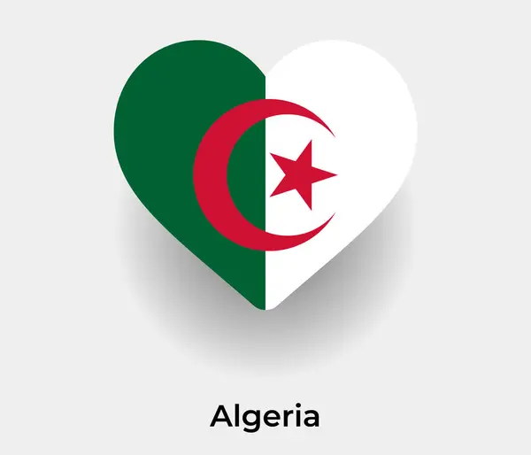 Αλγερία Σημαία Σχήμα Καρδιάς Χώρα Εικονίδιο Διάνυσμα Εικονογράφηση — Διανυσματικό Αρχείο