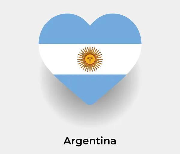 Argentinien Flagge Herz Form Land Symbol Vektor Illustration — Stockvektor