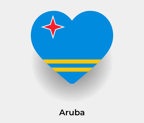Bandera Aruba Corazón Forma País Icono Vector Ilustración — Archivo Imágenes Vectoriales