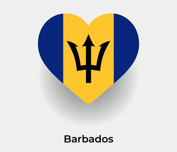 Barbados Zászló Szív Alakja Ország Ikon Vektor Illusztráció — Stock Vector