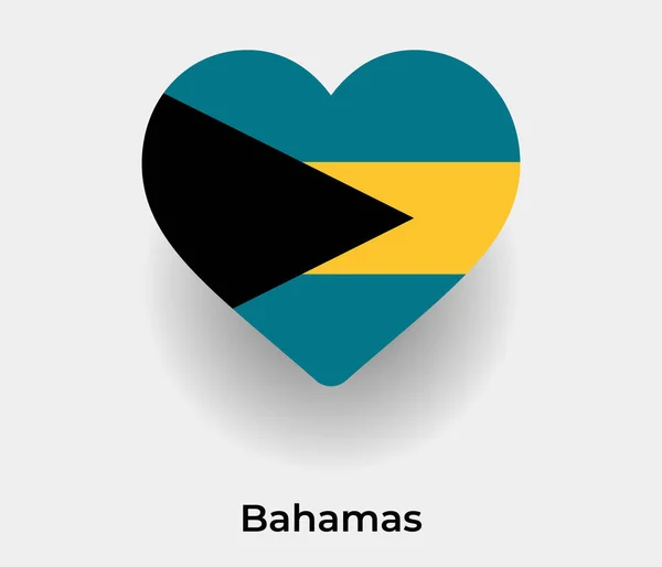 Bahamas Flag Heart Shape Country Icon Vector Illustration — Stock Vector