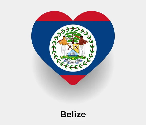 Belice Bandera Corazón Forma País Icono Vector Ilustración — Vector de stock
