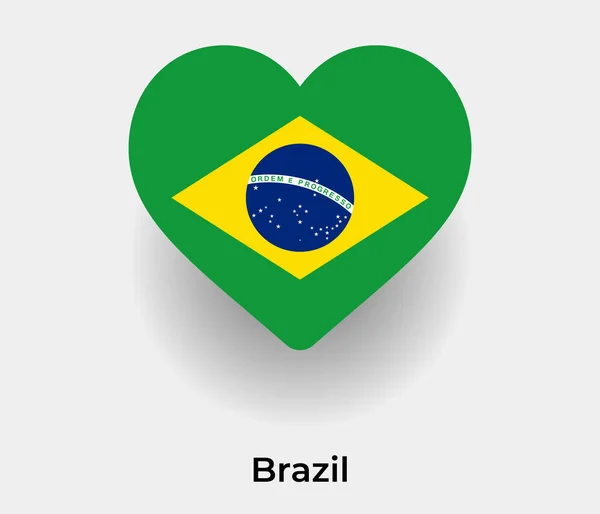 ブラジル国旗ハート形カントリーアイコンベクターイラスト — ストックベクタ
