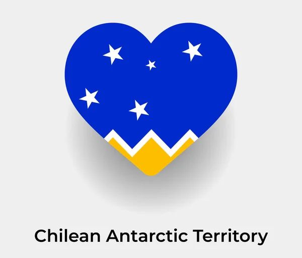Chilean Antarctic Territory Flag Heart Shape Country Icon Vector Illustration — Vettoriale Stock