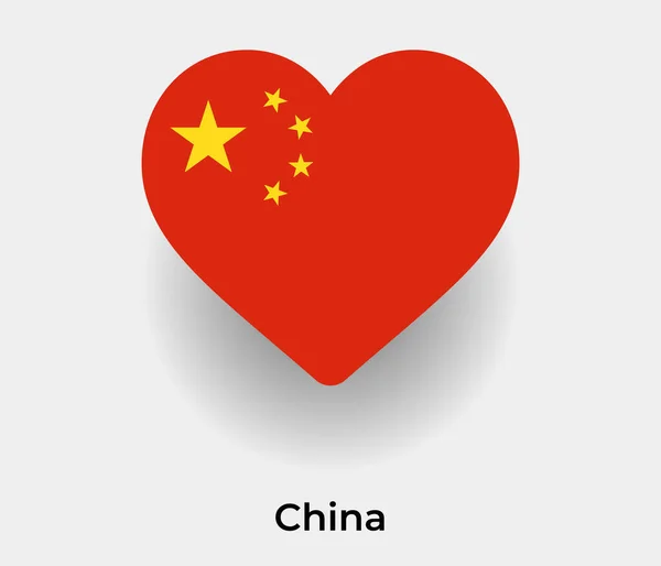 Chiny Flaga Serce Kształt Kraju Ikona Wektor Ilustracja — Wektor stockowy