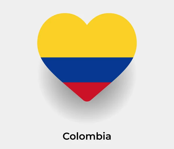 Kolombiya Bayrağı Kalp Şekli Ülke Vektör Çizimi — Stok Vektör