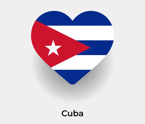 Kuba Flaga Serce Kształt Kraju Ikona Wektor Ilustracja — Wektor stockowy