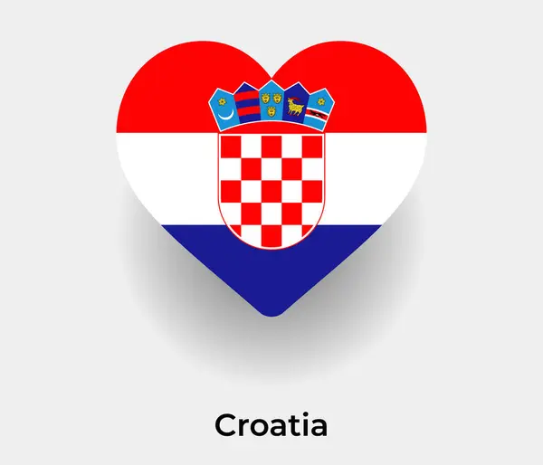 Kroatië Vlag Hart Vorm Land Pictogram Vector Illustratie — Stockvector