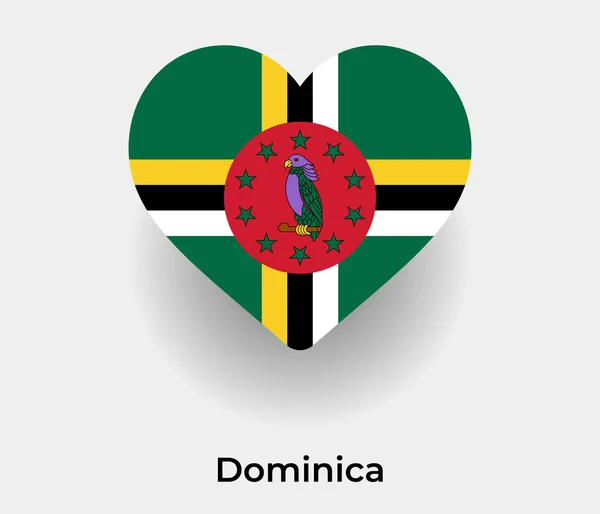 Dominica Flag Heart Shape Country Icon Vector Illustration — Stock Vector
