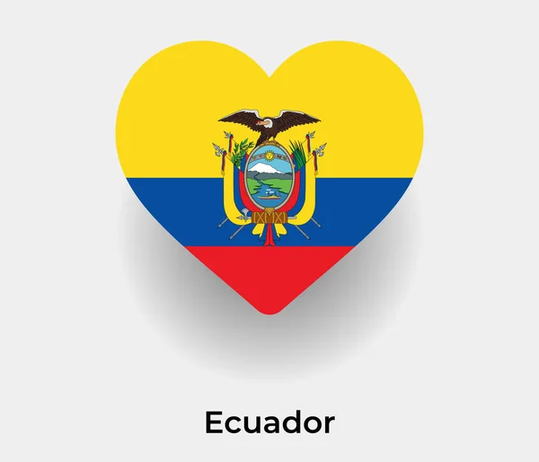 Ekvador Bayrağı Kalp Şekli Ülke Vektör Çizimi — Stok Vektör