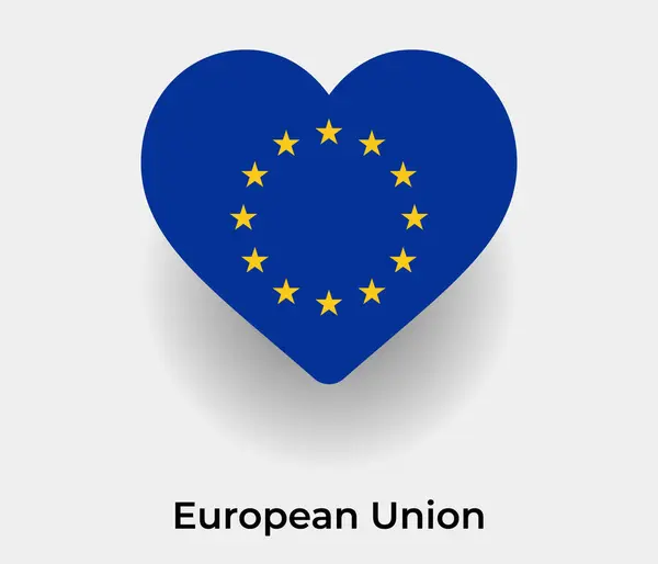 欧洲联盟旗帜心形国家图标矢量说明 — 图库矢量图片