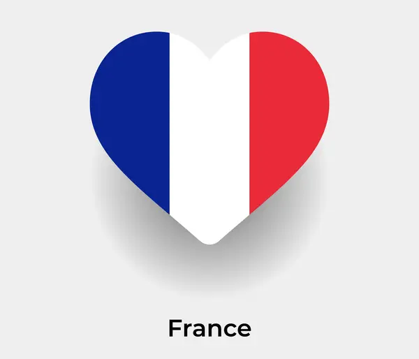 Francia Bandiera Forma Cuore Paese Icona Vettore Illustrazione — Vettoriale Stock