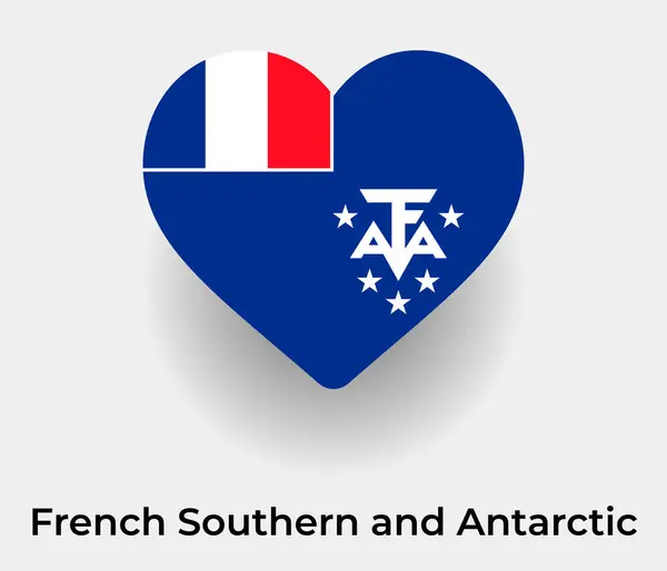 Francese Terre Australi Antartiche Bandiera Forma Cuore Paese Icona Vettoriale — Vettoriale Stock