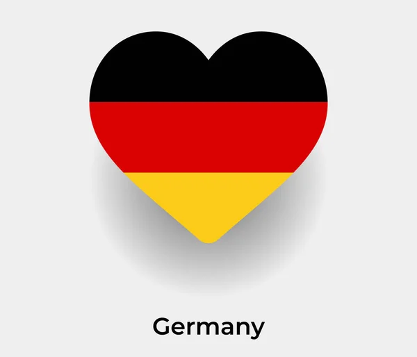 Deutschland Flagge Herz Form Land Symbol Vektor Illustration — Stockvektor