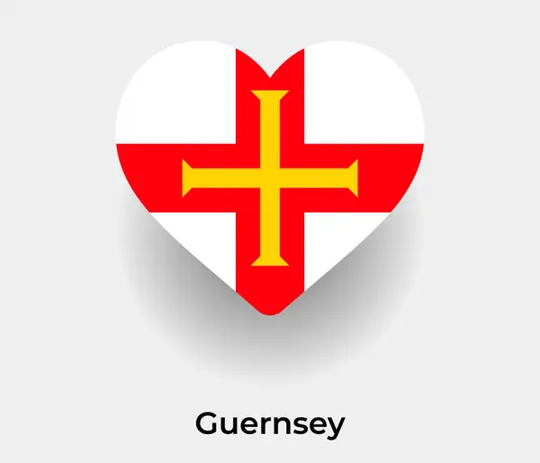 Guernsey Vlajka Srdce Tvar Země Ikona Vektor Ilustrace — Stockový vektor
