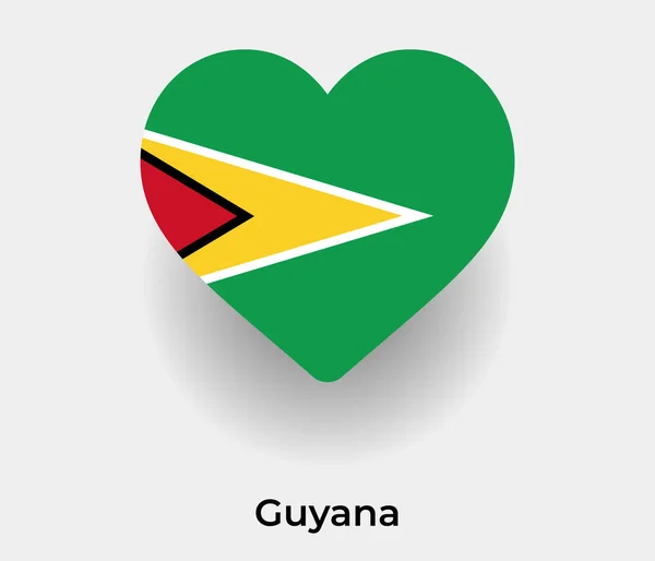 Guyana Flag Heart Shape Country Icon Vector Illustration — Stock Vector