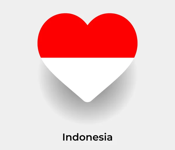 Ινδονησία Σημαία Καρδιά Σχήμα Χώρα Εικονίδιο Διάνυσμα Εικονογράφηση — Διανυσματικό Αρχείο