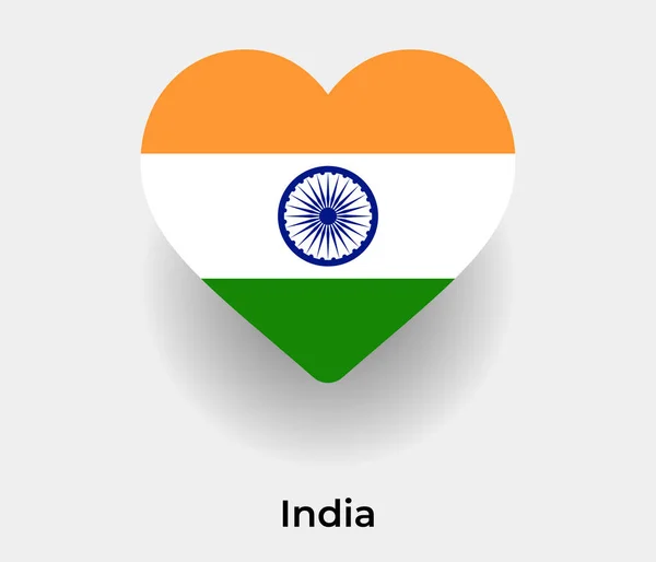 インドの旗ハート形カントリーアイコンベクターイラスト — ストックベクタ