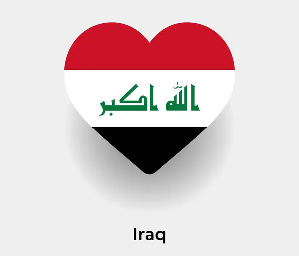 Irak Bayrağı Kalp Şekli Ülke Ikon Vektör Illüstrasyonu — Stok Vektör