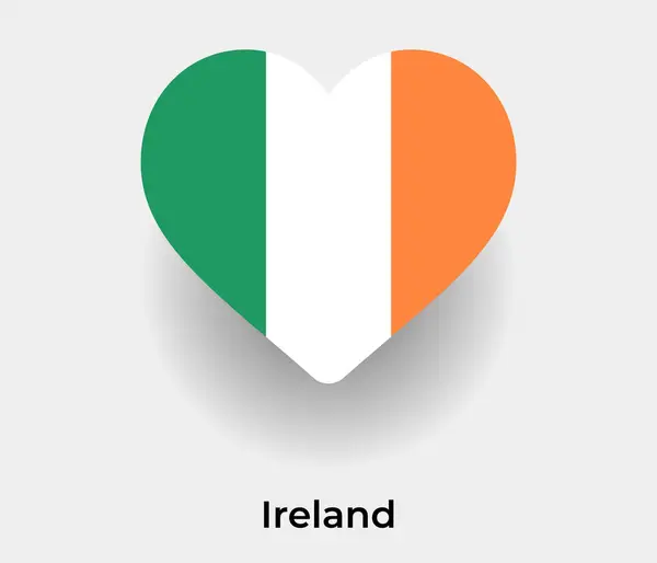 Irlanda Bandeira Coração Forma País Ícone Vetor Ilustração — Vetor de Stock