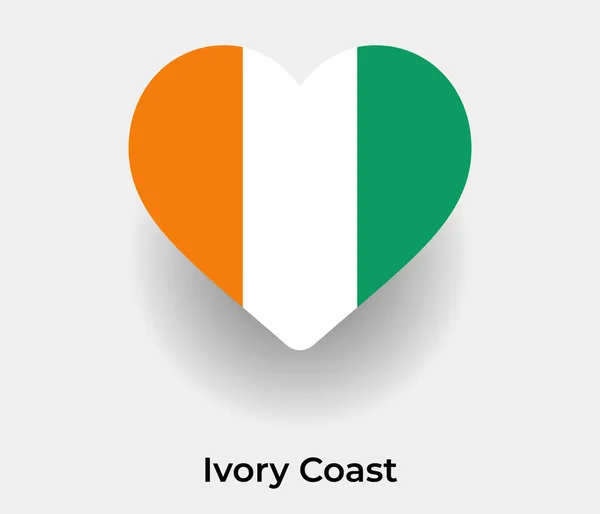 Costa Marfim Bandeira Coração Forma País Ícone Vetor Ilustração — Vetor de Stock