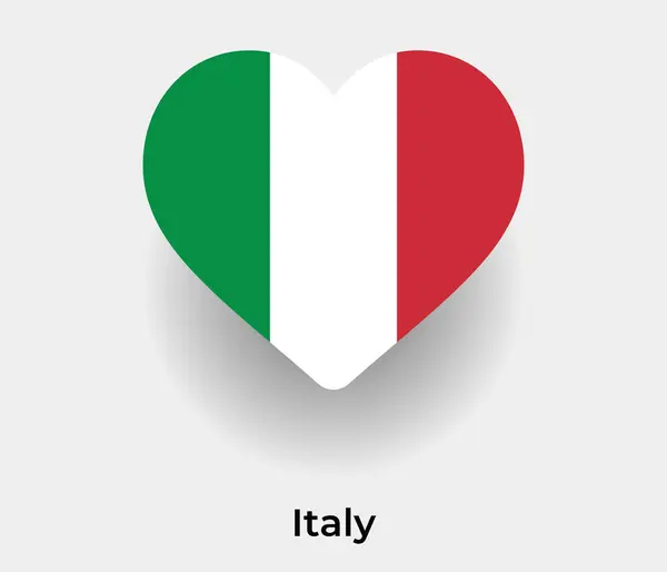Italia Bandiera Cuore Forma Paese Icona Vettore Illustrazione — Vettoriale Stock