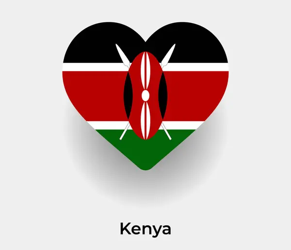 Kenia Flaga Serce Kształt Kraju Ikona Wektor Ilustracja — Wektor stockowy