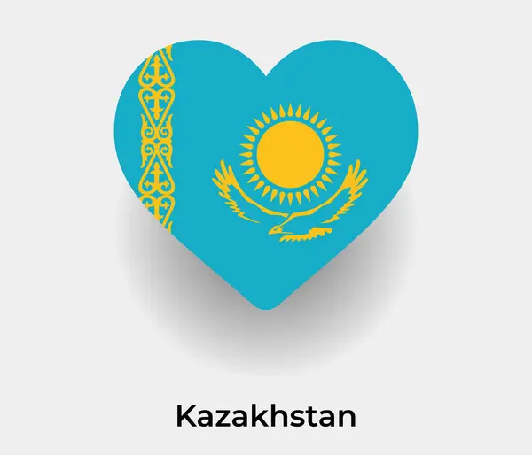 Kazachstan Flaga Serce Kształt Kraj Ikona Wektor Ilustracja — Wektor stockowy