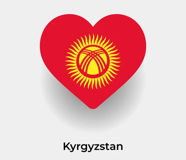 Киргизький Прапор Формі Серця Іконка Країни Векторні Ілюстрації — стоковий вектор