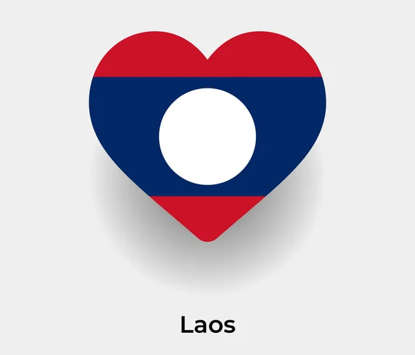 老挝国旗心形国家图标矢量插图 — 图库矢量图片