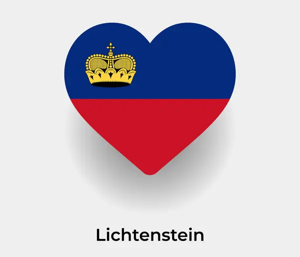 Lichtenstein Flagge Herz Form Land Ikone Vektor Illustration — Stockvektor