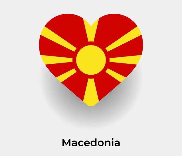 Macedónia Bandeira Coração Forma País Ícone Vetor Ilustração — Vetor de Stock