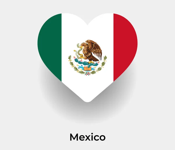 México Bandera Corazón Forma País Icono Vector Ilustración — Vector de stock