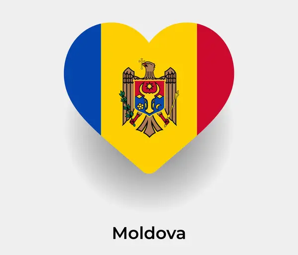 Moldavsko Vlajka Srdce Tvar Země Ikona Vektor Ilustrace — Stockový vektor