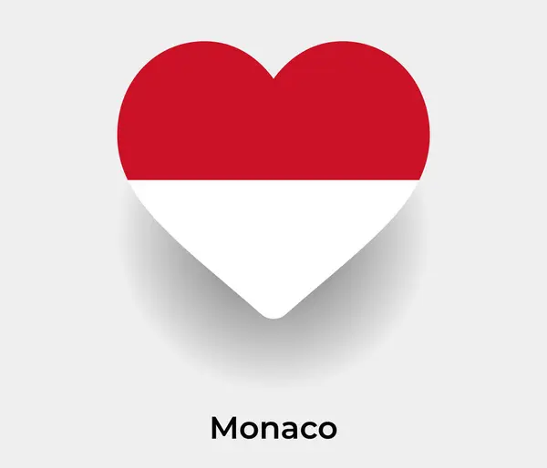 Monaco Bandiera Cuore Forma Paese Icona Vettore Illustrazione — Vettoriale Stock