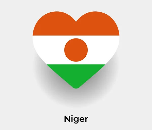 Bendera Niger Bentuk Hati Negara Ikon Vektor Ilustrasi - Stok Vektor