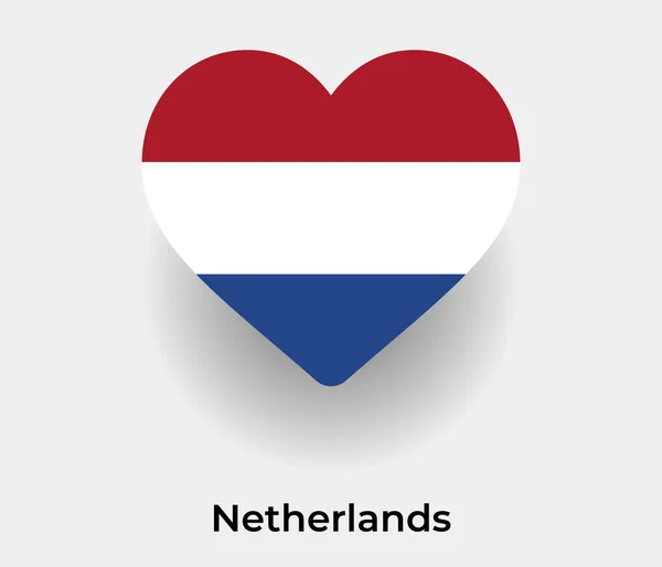 Niederlande Flagge Herz Form Land Symbol Vektor Illustration — Stockvektor