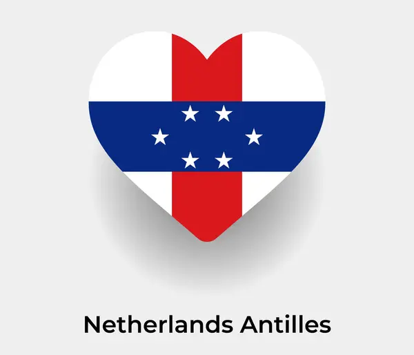 Niederländische Antillen Flagge Herz Form Land Symbol Vektor Illustration — Stockvektor
