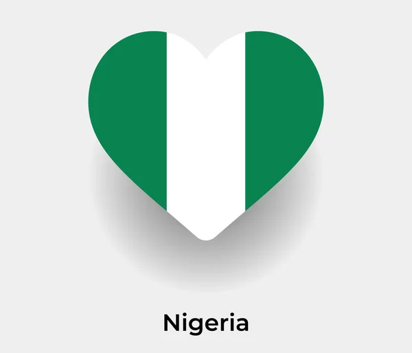Nigéria Bandeira Coração Forma País Ícone Vetor Ilustração — Vetor de Stock