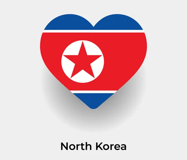 North Korea Flag Heart Shape Country Icon Vector Illustration — Stock Vector