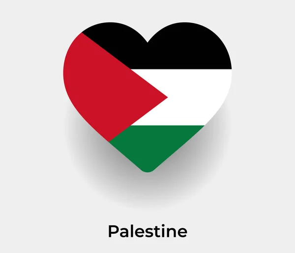 Filistin Bayrağı Kalp Şekli Ülke Vektör Illüstrasyonu — Stok Vektör