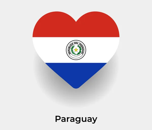 Paraguay Bayrağı Kalp Şekli Ülke Vektör Çizimi — Stok Vektör