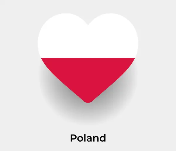 Polen Flagge Herz Form Land Symbol Vektor Illustration — Stockvektor