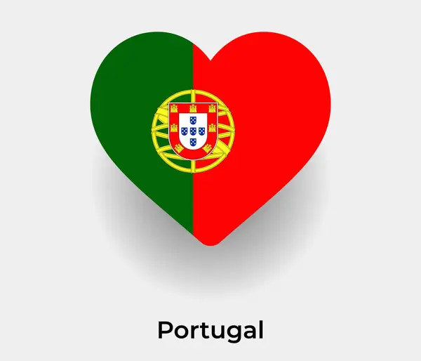 Portugal Bandeira Coração Forma País Ícone Vetor Ilustração — Vetor de Stock