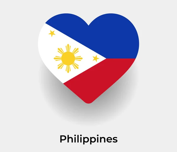 Filippinerna Flagga Hjärta Form Land Ikon Vektor Illustration — Stock vektor