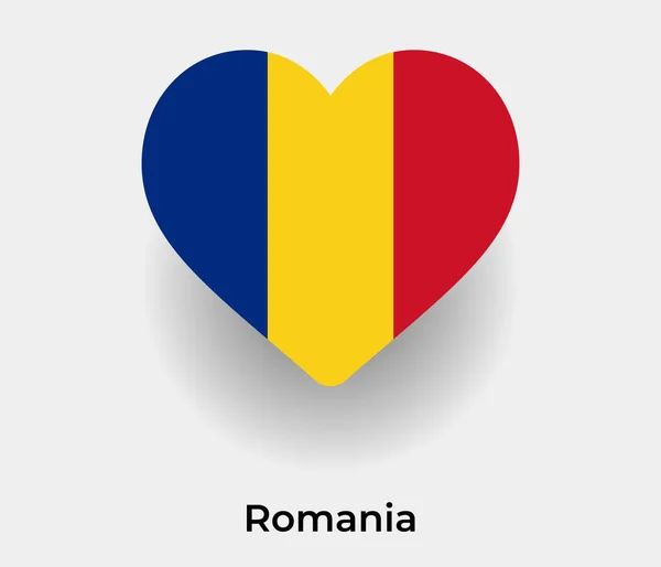 Romênia Bandeira Coração Forma País Ícone Vetor Ilustração —  Vetores de Stock