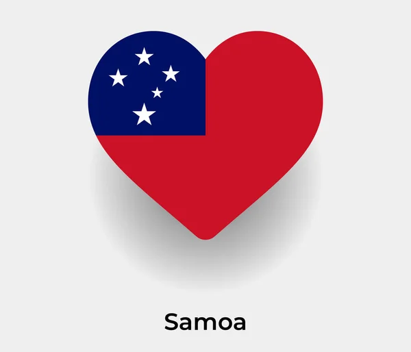 Samoa Flagga Hjärta Form Land Ikon Vektor Illustration — Stock vektor