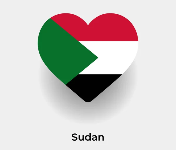 Sudan Bayrağı Kalp Şekli Ülke Ikon Vektör Illüstrasyonu — Stok Vektör