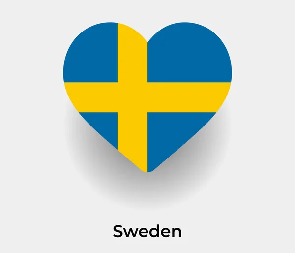 Suécia Bandeira Coração Forma País Ícone Vetor Ilustração — Vetor de Stock