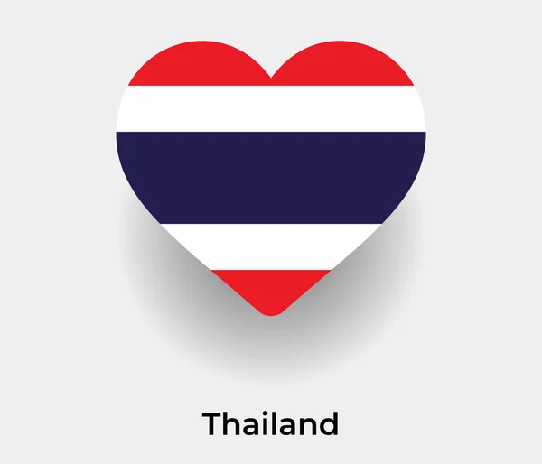 Thailand Flagge Herz Form Land Symbol Vektor Illustration — Stockvektor